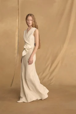 Mona, ivory linen and silk skirt