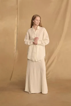 Mona, ivory linen and silk skirt