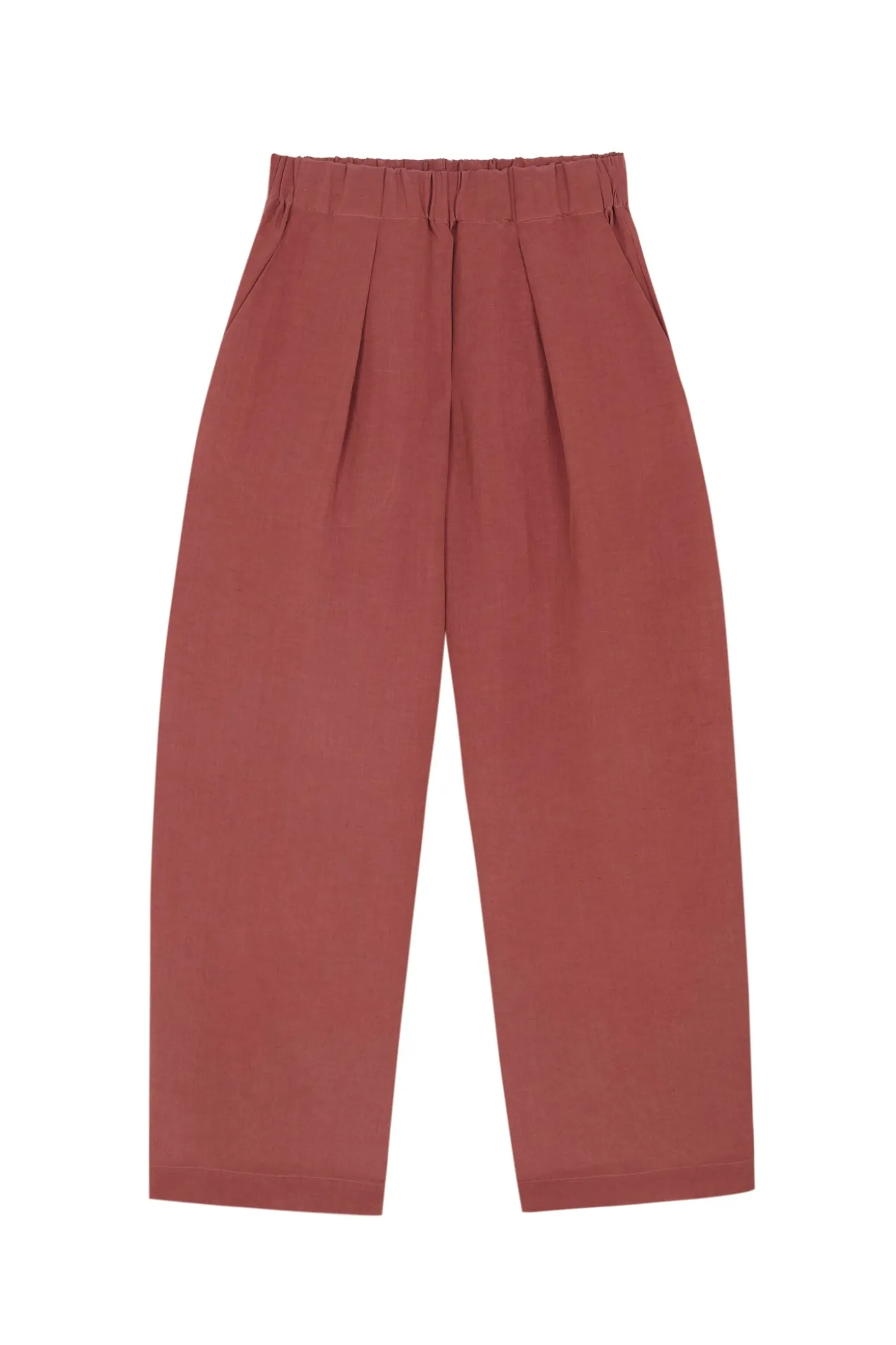 Mona, pantalon de lino y seda fresa