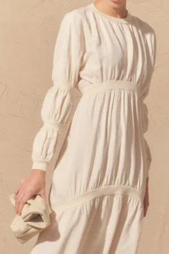 Morgan, ivory silk and linen dress