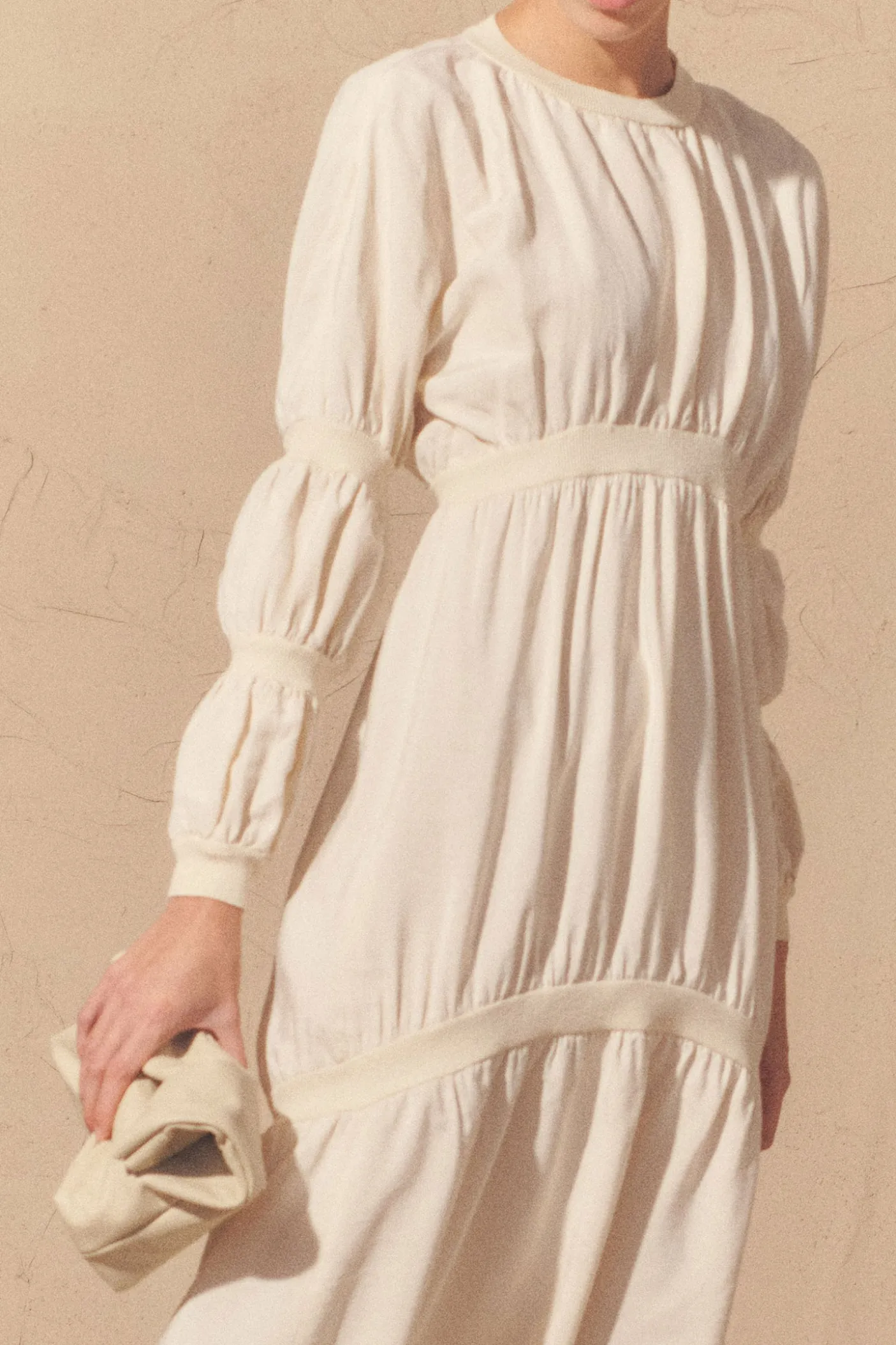 Morgan, ivory silk and linen dress