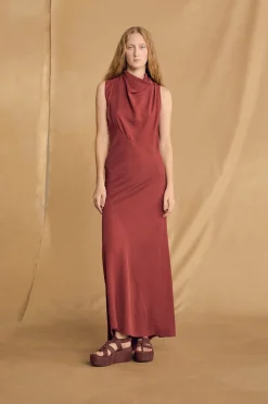 Najwa, cherry silk dress