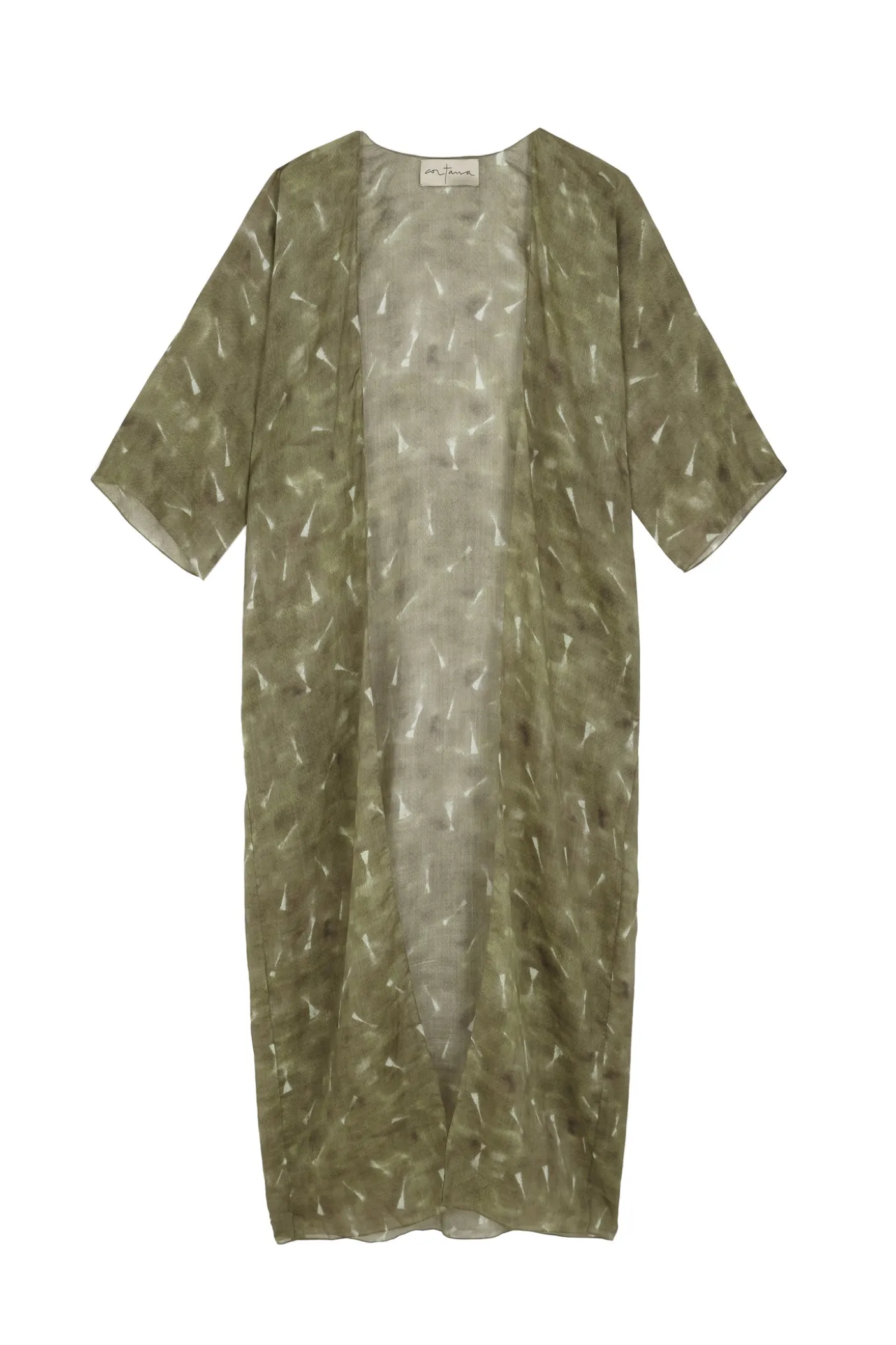 Nina, chaqueta larga de ramio pua print