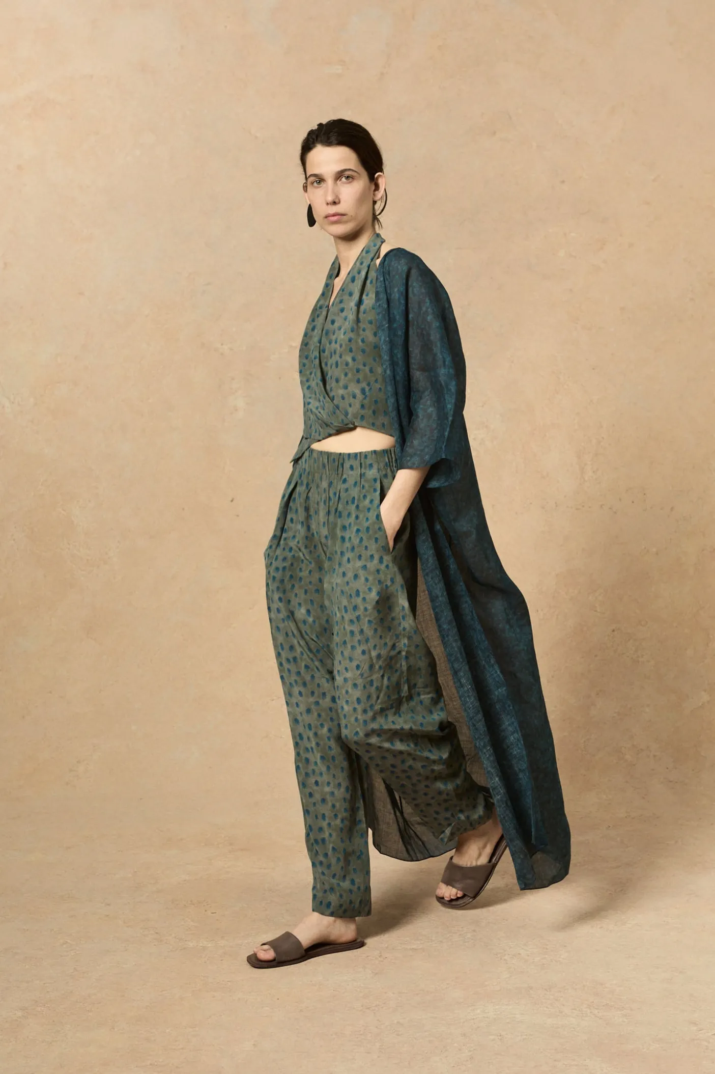 Nina, chaqueta larga en ramio tokyo print