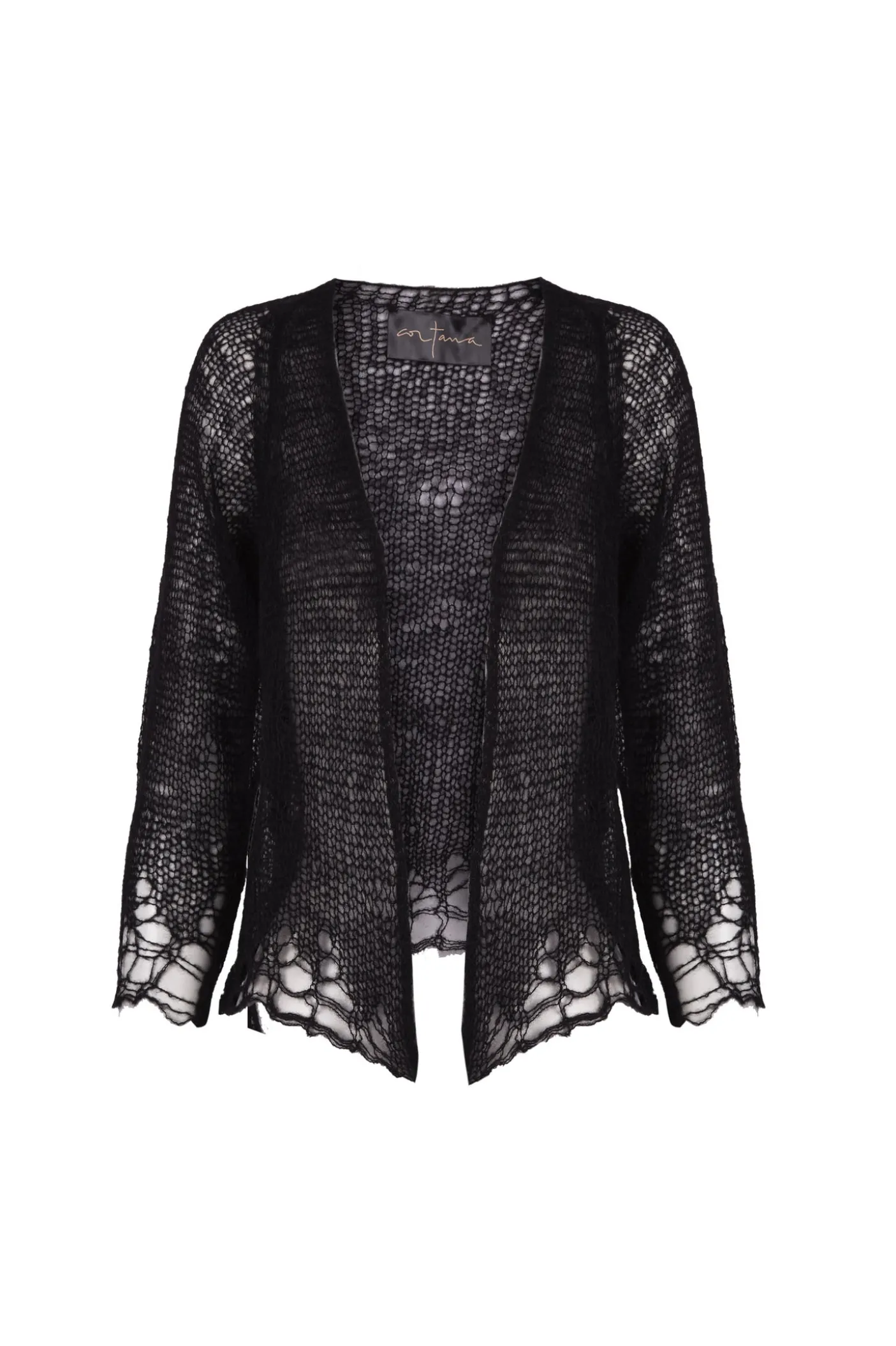 Onye, chaqueta corta de punto abierto negro
