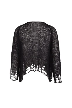 Onye, chaqueta corta de punto abierto negro