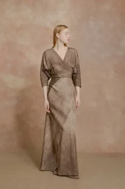 Opalo, vestido envolvente cacao maltinto