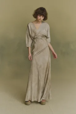 Opalo, vestido envolvente nacar maltinto
