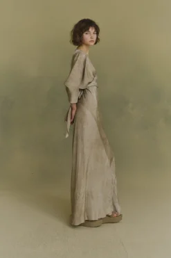 Opalo, vestido envolvente nacar maltinto