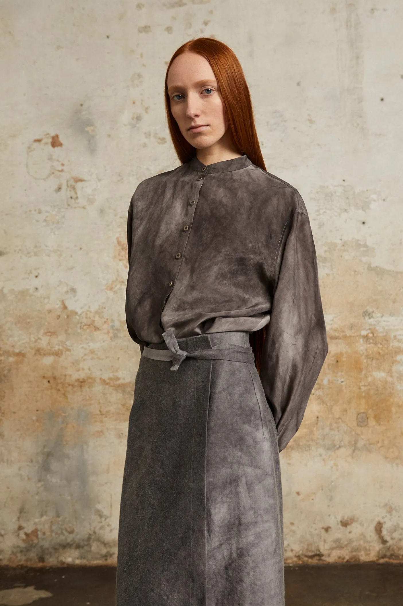 Park, camisa en seda lila maltinto