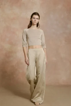 Paz, pantalon de campana nacar