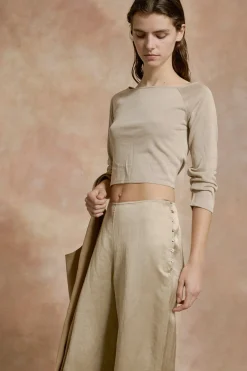 Paz, pantalon de campana nacar