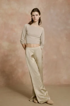 Paz, pantalon de campana nacar