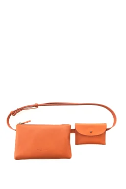 Petra, riñonera en cuero naranja