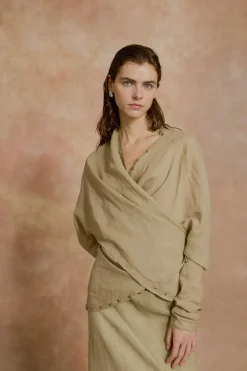 Piano, sage green transformable blouse