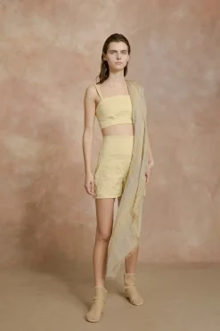 Postcal, light yellow striped scarf