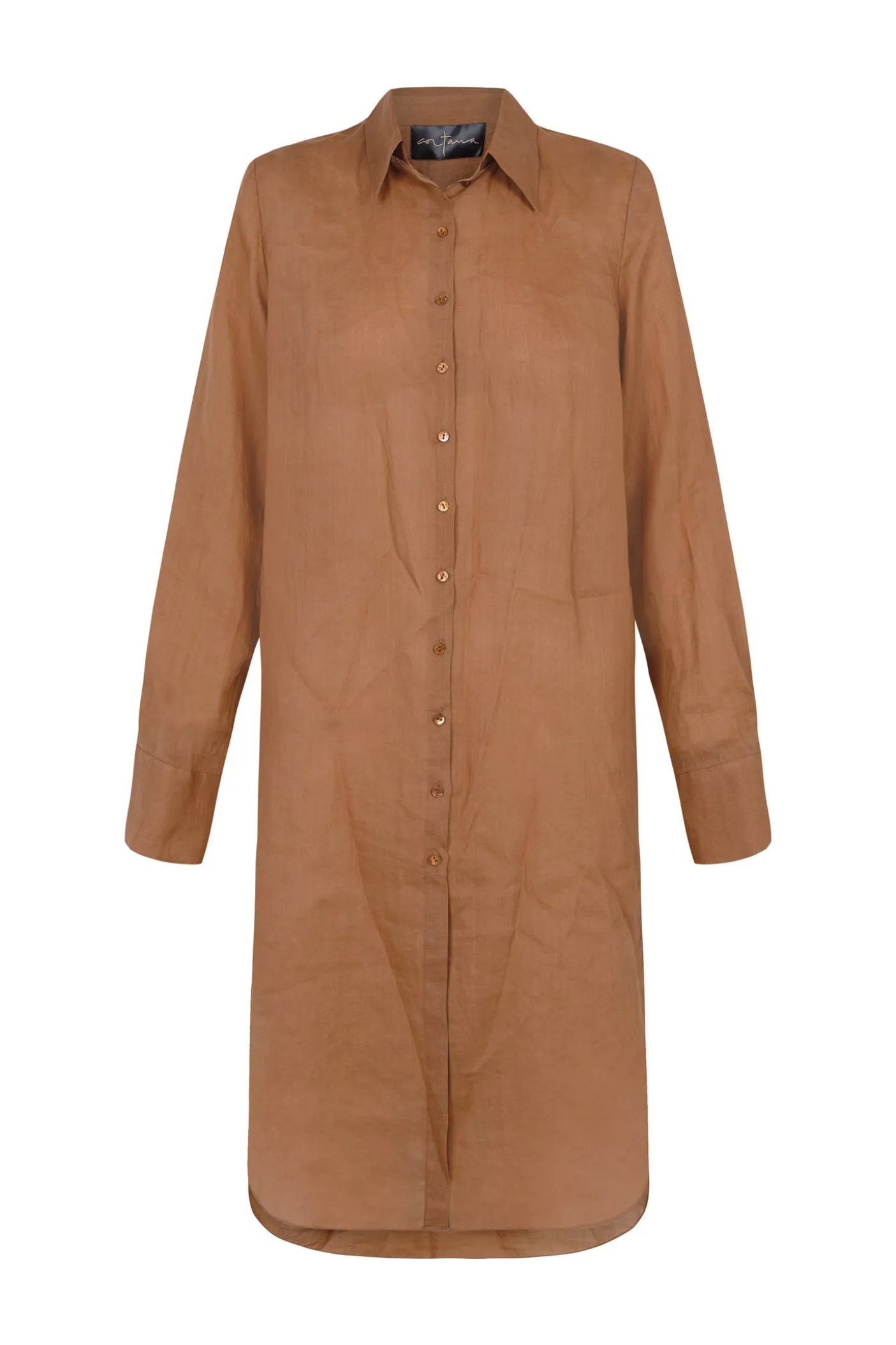 Rami, camisa larga en ramio terracota