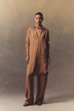 Rami, camisa larga en ramio terracota