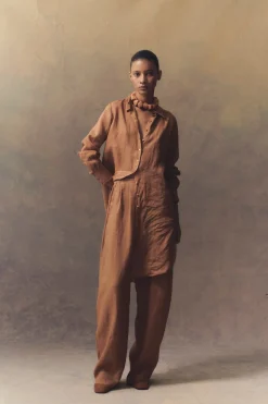 Rami, camisa larga en ramio terracota