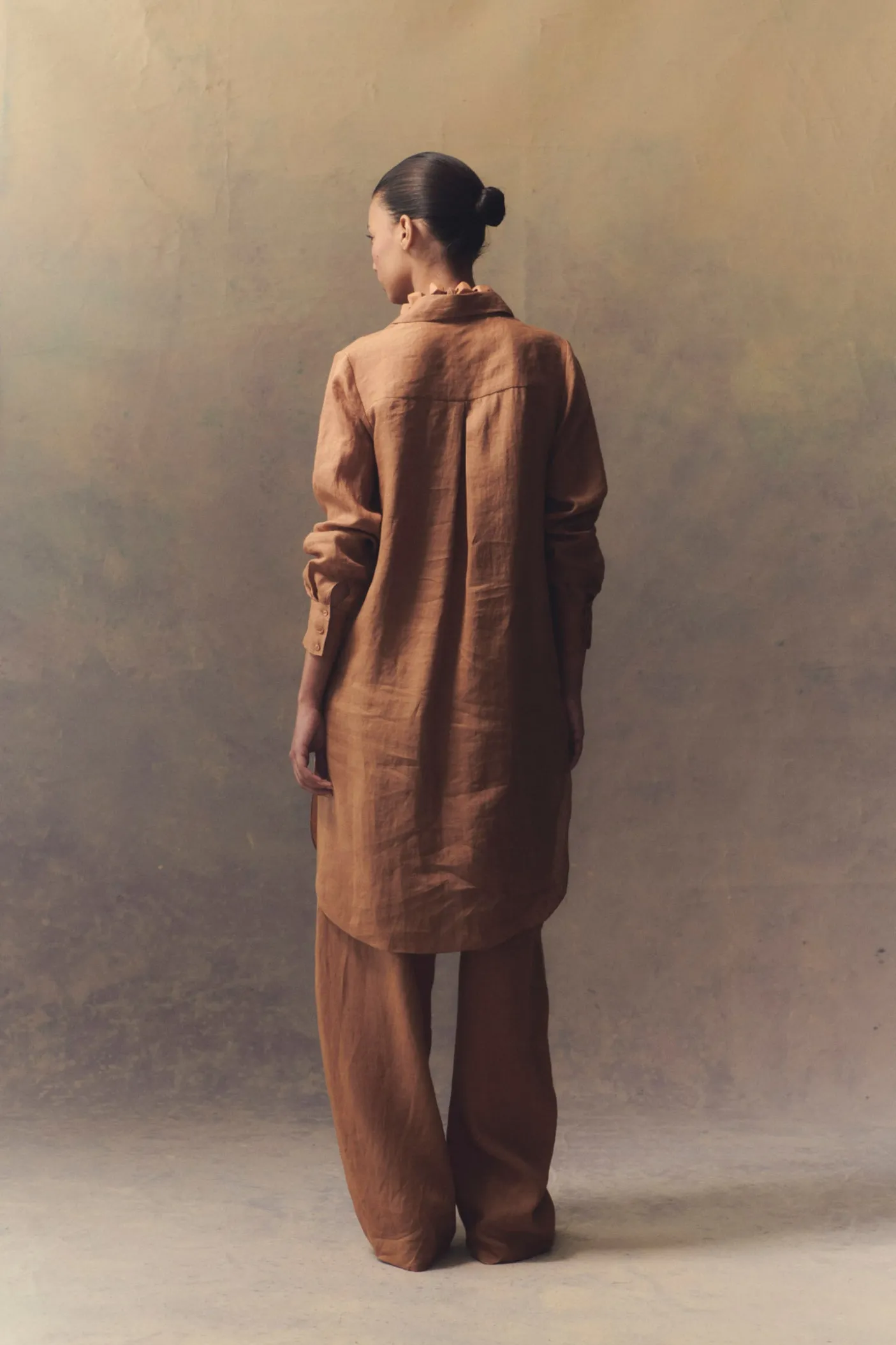 Rami, camisa larga en ramio terracota