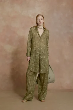 Rami, pua print ramie long shirt