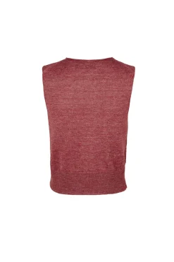Rinen, chaleco de punto de lino rojo oscuro