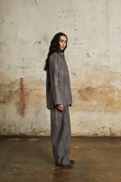 Rocco, lilac maltinto overshirt in linen and wool