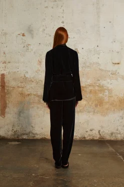 Roisin, black velvet pants