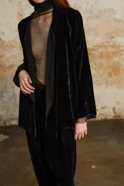 Roisin, black velvet pants