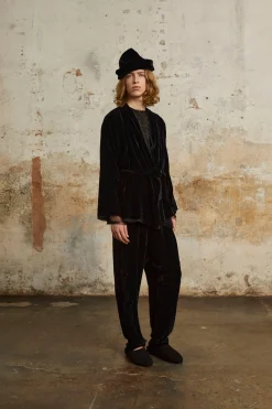 Roisin, black velvet pants