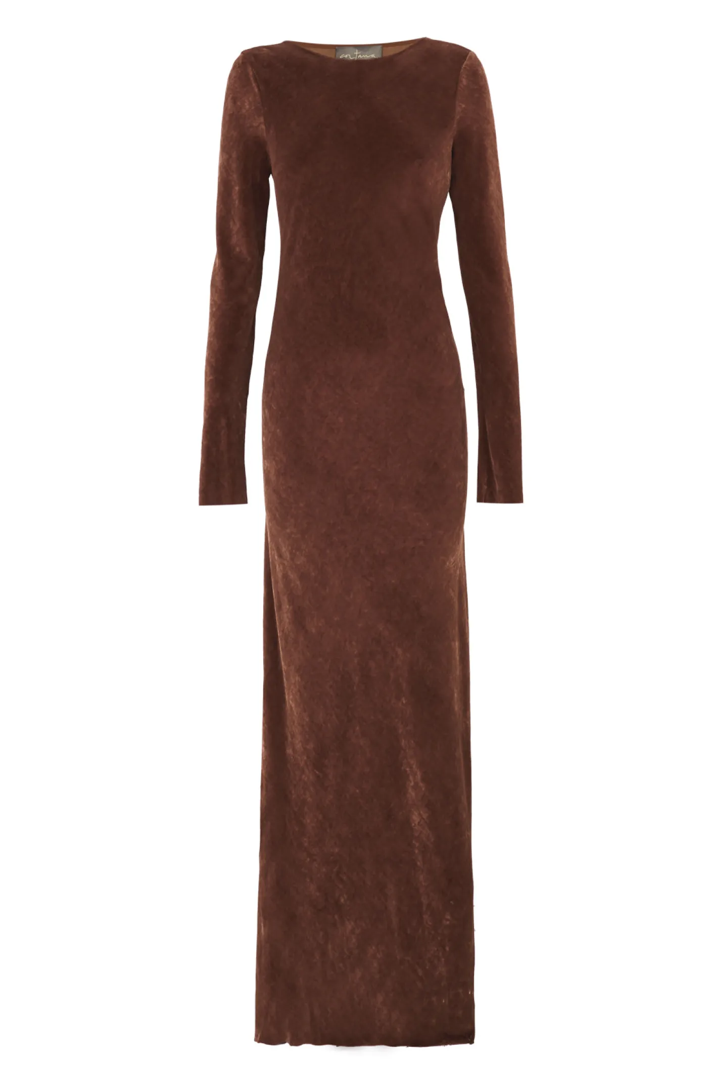 Roisin, long dress in blush velvet