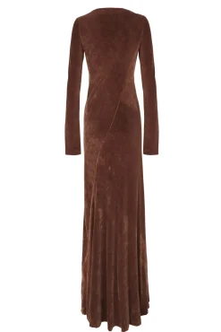 Roisin, long dress in blush velvet