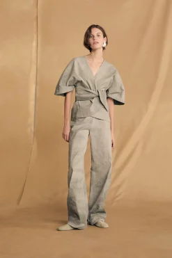 Ryo, fade aqua striped pants