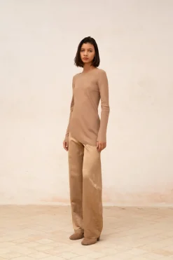 Sabrina, top en seda stretch cocoa
