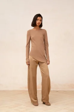Sabrina, top en seda stretch cocoa