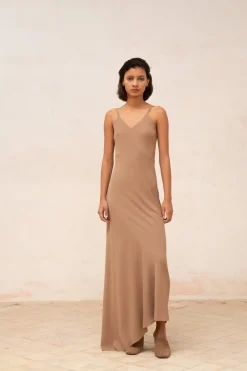 Sabrina, vestido en seda stretch cocoa