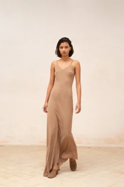 Sabrina, vestido en seda stretch cocoa