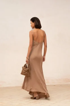 Sabrina, vestido en seda stretch cocoa