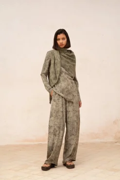 Salma, herba print silk pants