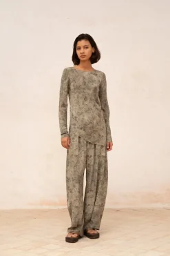 Salma, herba print silk top
