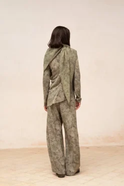 Salma, herba print silk top