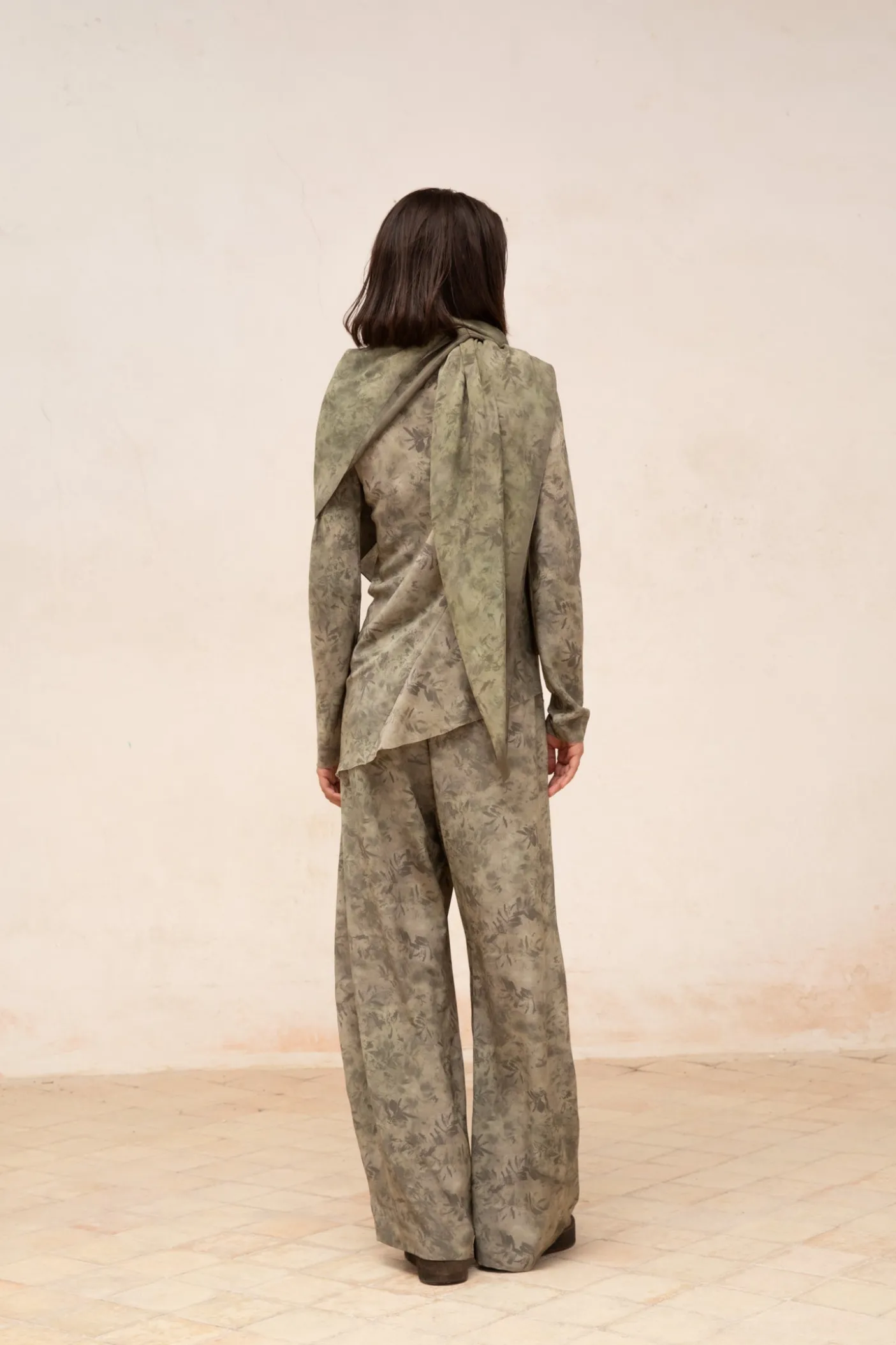 Salma, herba print silk top