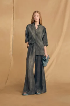 Salome, camisa de seda petroleo maltinto