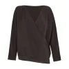 Sara, graphite silk wrap blouse