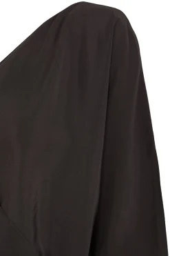 Sara, graphite silk wrap blouse