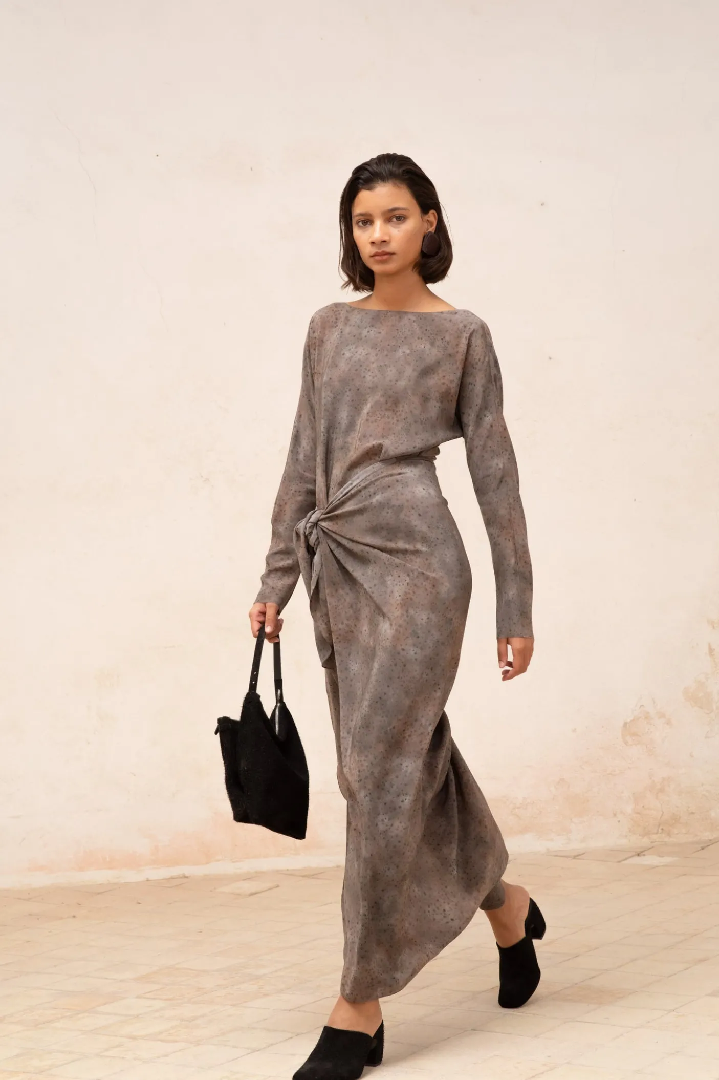 Selenita, dejavu print silk dress