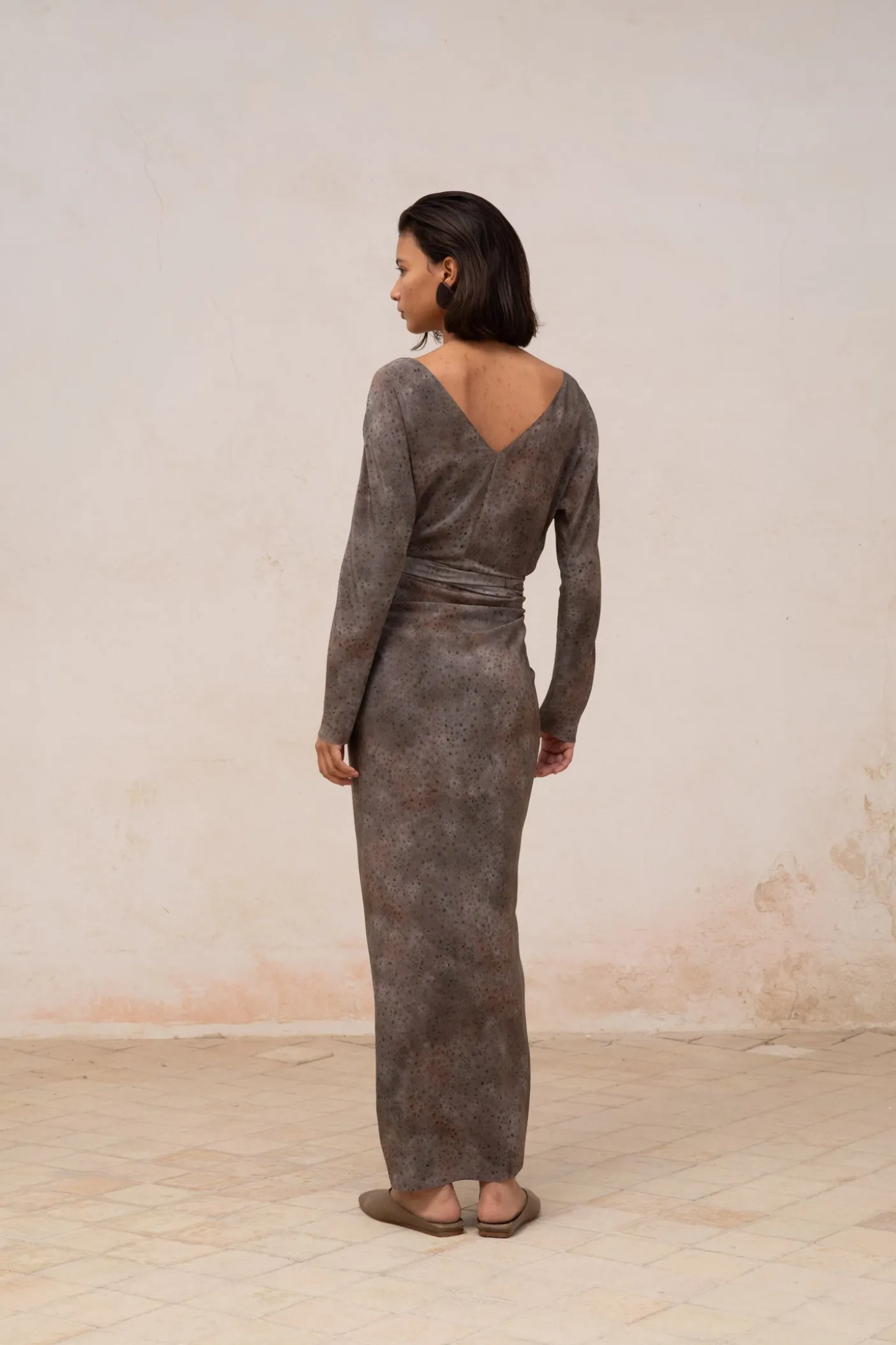 Selenita, dejavu print silk dress