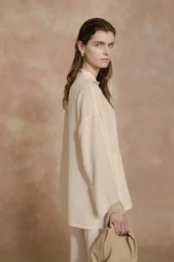 Soles, camisa de voile de algodon marfil