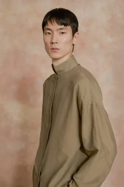 Soles, khaki green cotton voile shirt