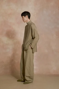 Soles, khaki green cotton voile shirt